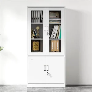 Modern Metal Commercial Storage Filing Cabinets 2 Drawers Key Lock Adjustable Shelves Glass Doors Display Kitchen Gym Outdoor