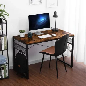 Modern Metal Computer Desk with Shelves Modular Utility Writing Laptop Desk for Home and Office