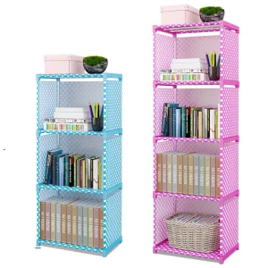 Modern Metal Double Layer and Multi Layer Bookshelf Suitable for Bedroom Dormitory and Children’s Storage Assembled