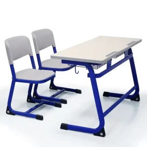 Modern Metal Double Seater Table and Chair Set for School and Home Office
