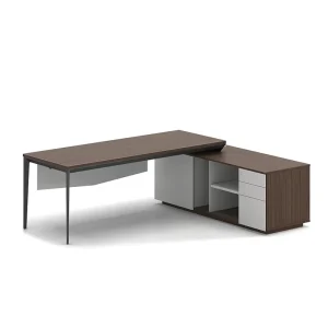 Modern Metal Executive Desk with Lockable Storage and Extendable Feature for Corporate Office Use