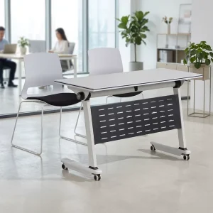 Modern Metal Folding Conference Training Table and Chair Combination with Double Desk and Chairs for Schools