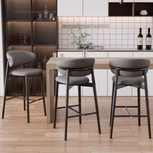 Modern Metal Frame High back Armless Bar Stool with Soft Bag Seat for Home Bar Kitchen Island Counter Luxury bar Chair