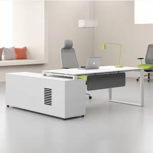 Modern Metal Frame L Shape White Office Furniture Supervisor Manager Desk Table With Storage