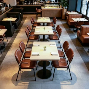 Modern Metal Frame PU Leather Dining Chair Upholstered Armchair Commercial Restaurant Cafe Hotel Bistro Seating Supplier China