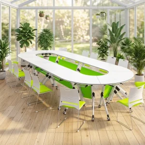 Modern Metal Frame and Melamine Top Removable Collapsible Conference Table Training Room Collapsible Table Office Furniture