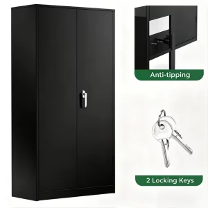 Modern Metal Garage Storage Cabinets with Lock Door and Adjustable Shelves for Home Office Gym Warehouse