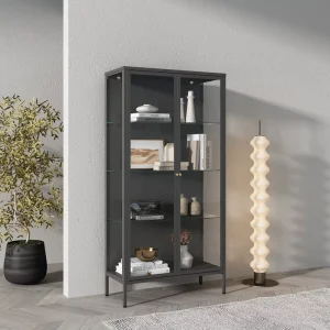 Modern Metal Glass Door and Shelf Display Cabinet and Storage Furniture for Apartment
