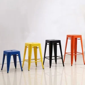 Modern Metal High Bar Stool Steel Luxury Black Eco-Friendly Durable for Home Bar Dining Outdoor Use