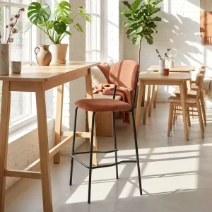 Modern Metal High Bar Stool with Back Rest Steady Design for Home Bar Living Room or Hotel Use
