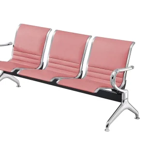 Modern Metal Hospital Waiting Chair with PU Leather Cushion Seat Row Chain Design for Outdoor School Hotel Use