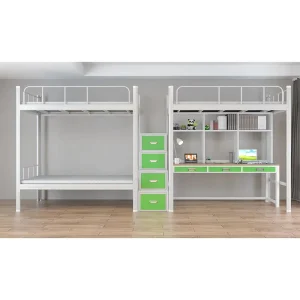 Modern Metal Iron Frame Bed Bunk Bed With Storage Space Design Apartment Dormitory Student Bed