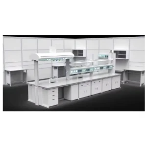 Modern Metal Lab Workbench Table with Reagent Shelf for School Hospital Workshop Use