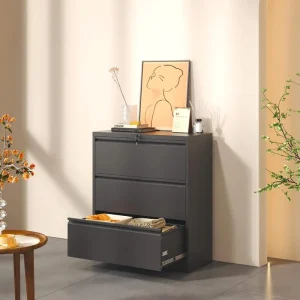Modern Metal Lateral 3 Drawer Filing Cabinet Key Lock Adjustable Customized RAL Color Pre assembled for Home Commercial
