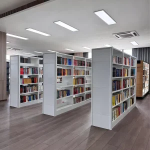 Modern Metal Library Bookshelves Modular Steel Bookcase System with Adjustable Shelves for School Hospital Office Use
