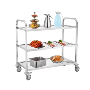 Modern Metal Movable Food Service Trolley 3 Tiers for Hotel Catering Dining Living Room Warehouse Bathroom Use catering equipment