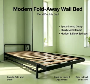 Modern Metal Murphy Wall Bed Single Bed Frame Space Saving Knock Down Structure Dormitory Bed Cost Effective School Apartment