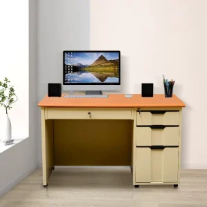 Modern Metal Office Desk With 3 Drawers & Lockable Keyboard Tray Steel Computer Desk For Home Office School Workstation