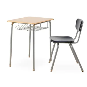 Modern Metal Office Desk and Chair Set with Drawers for Home Study School Use