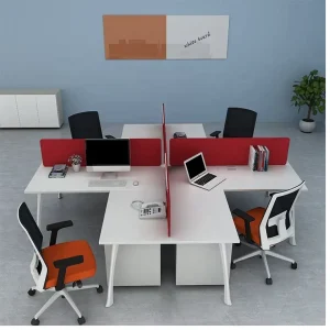 Modern Metal Office Table 4 Person Workstation Stable Commercial Use