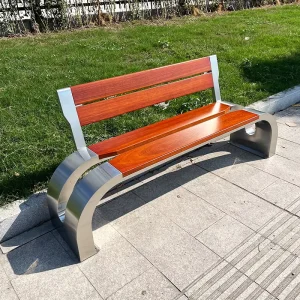 Modern Metal Outdoor Waterproof Bench With Backrest Sitting Bench Chair Wooden Metal Outdoor Garden Bench Seat