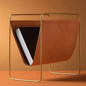 Modern Metal PU Leather Stand Magazine Holder Magazine Rack for Mail Book File Office Room