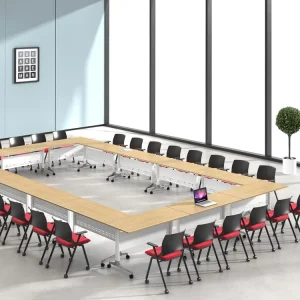 Modern Metal Rectangular Folding Office Table for Training Lecture Meeting Rooms with Customizable Color