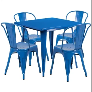 Modern Metal Restaurant Furniture Colorful and Commercial Dining Tables and Chairs