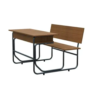 Modern Metal School Bench and Desk Set for Classroom and Outdoor Use