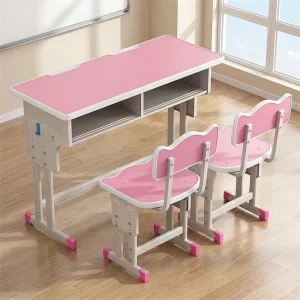 Modern Metal School Classroom Desks and Chairs Student Height Adjustable Table and Chair Set for Apartment Bedroom