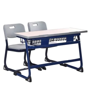 Modern Metal School Desk and Chair Set for Classroom Use Double Desk and Chair