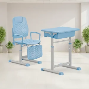 Modern Metal School Furniture Durable Ergonomic Adjustable Height Classroom Desk Chair Set Comfortable Seating for Apartment