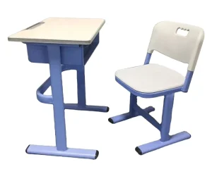 Modern Metal School Furniture Kids Study Desk and Chairs Set with Height Adjustable Feature for Hotel and Warehouse Use