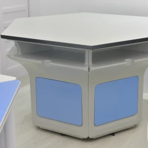 Modern Metal School Laboratory Hexagon Student Desk with Chair Customized for Reading Rooms
