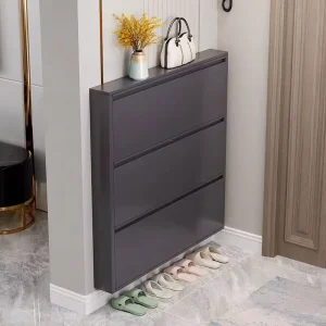 Modern Metal Shoe Cabinet 3 Flip Drawers Steel Shoe Rack Storage Organizer for Home Hotel for Bedroom Living Room Furniture