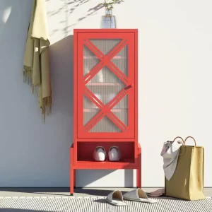 Modern Metal Shoe Single Door Metal Storage Cabinet with High Foot Steel Shoe Rack Home Metal Shoe Cabinet Steel Home Furniture