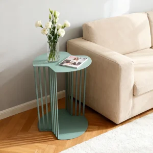 Modern Metal Side Coffee Table with Matt Finished Top Adjustable Height Durable Design Living Room Furniture