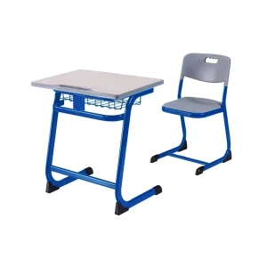 Modern Metal Single Desk and Chair Set Ergonomic Design for School and Living Room Use Comfortable Classroom Furniture