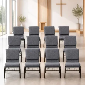 Modern Metal Theater Chair with Bookshelf for Home Office or Hotel Use