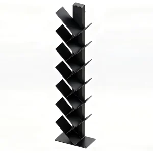 Modern Metal Tree Shaped Space Saving Portable Narrow Apartment Bookshelf