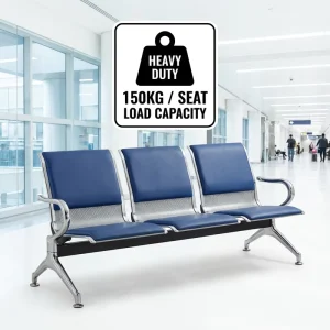 Modern Metal Waiting Chair with PU Leather Cushion Durable for Hospital Reception Areas