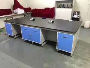 Modern Metal Wall Bench for Laboratories Furniture with Wood Style Panel for Bathroom Application