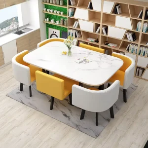 Modern Metal-resistant Dining Set for Six Suitable for Home Offices and Cafés Living Rooms and Outdoor Settings