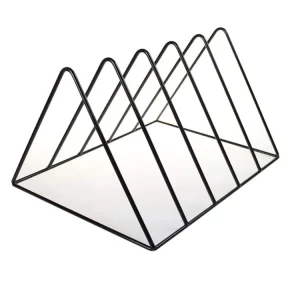 Modern Metallic Magazine Holder Rack Anti Corrosive Metal Album Display Rack Black Iron Art Stripe Vinyl Record Storage Stand