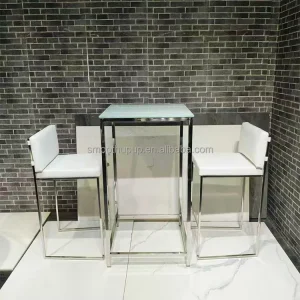 Modern Mini Bar Table Hotel Hall High Dining Cocktail Stainless Steel Table for Wedding Events