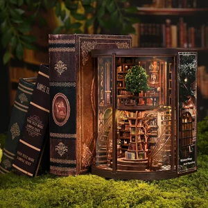 Modern Mini Dollhouse Book Nook Contemporary 3D Wood Puzzle and Assembly Kit for Adults Stylish Decoration