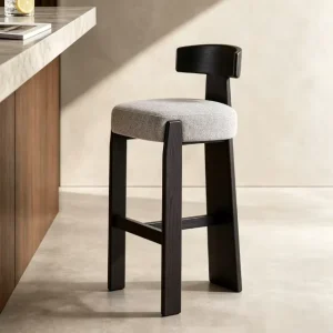 Modern Minimal Creative Solid Wood Bar Stool Nordic Japanese Style High Chair for Home Bar Cafe Restaurant