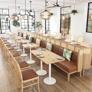 Modern Minimalism Solid Wood Customizable High Density Foam Restaurant Furniture Dining Table and Chairs Set for Cafe and Bar