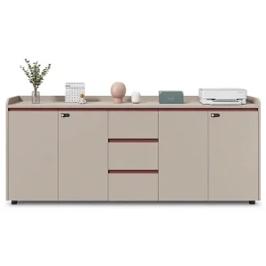 Modern Minimalism Wooden Filing Cabinet with Lock Office Storage Drawer Low Floor Tea Cabinet