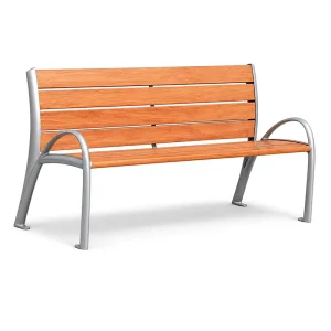 Modern Minimalist 1.5m Outdoor Park Bench Cast Aluminum Legs Solid Wood Seat Durable Rainproof Rustproof Street Seating
